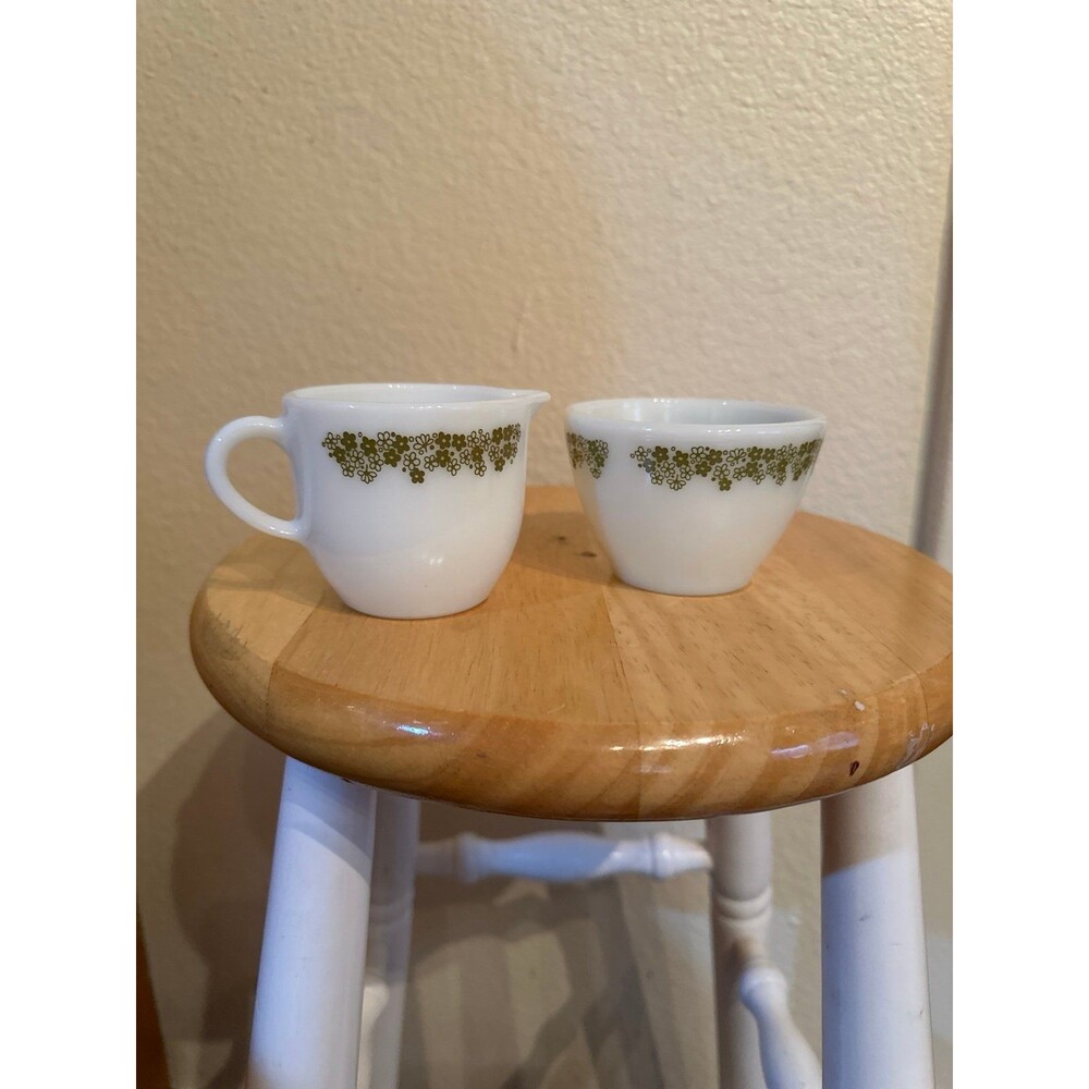 Vintage Spring Blossom Crazy Daisy Flowers by Corning Small Sugar Bowl & Creamer